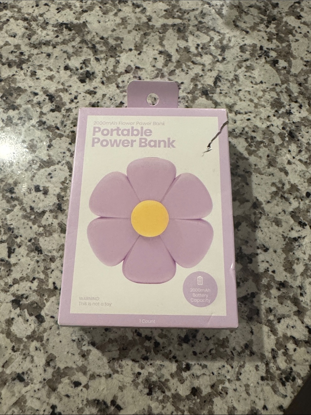 Portable Flower Power Bank - Pink with Yellow Center